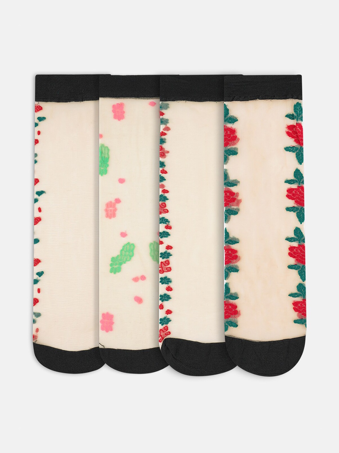 

SECRETS BY ZEROKAATA Women Pack Of 4 Beige Knee Length Cotton Blend Socks