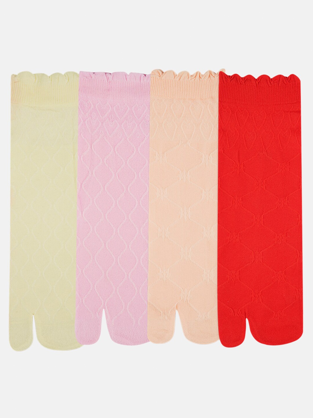 

SECRETS BY ZEROKAATA Women Pack Of 4 Assorted Calf Length Thumb Socks