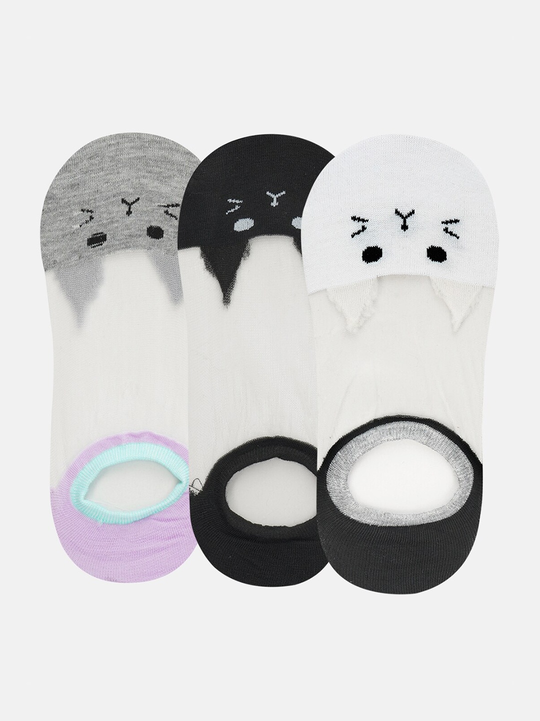 

SECRETS BY ZEROKAATA Women Pack of 3 Assorted Shoe Liners Socks