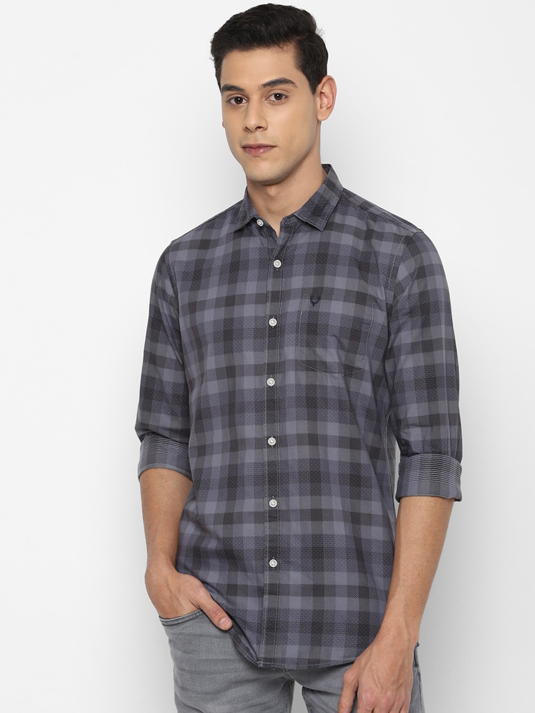 

Allen Solly Sport Men Grey Checked Casual Shirt