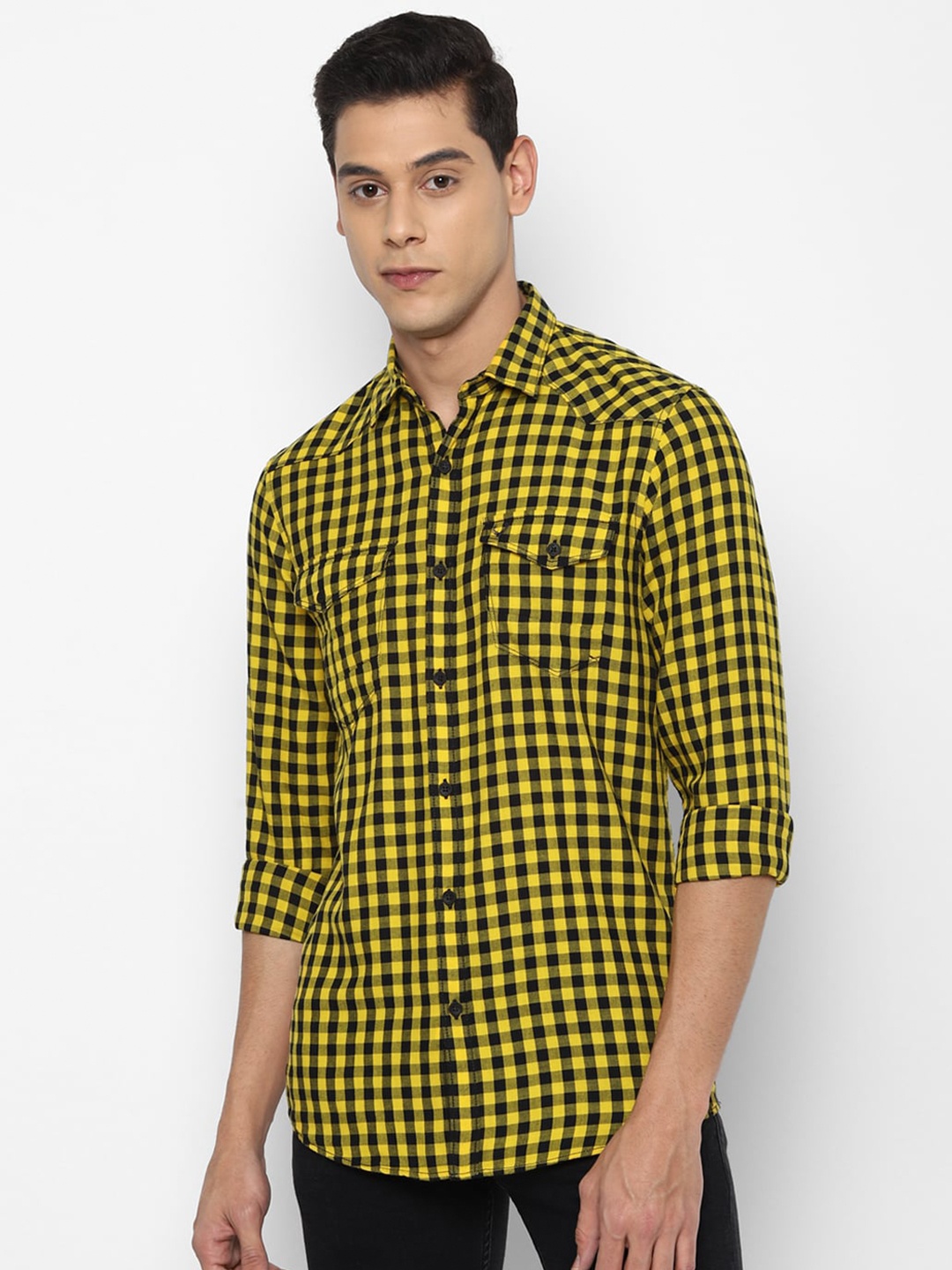 

Allen Solly Sport Men Yellow Gingham Checks Checked Casual Shirt