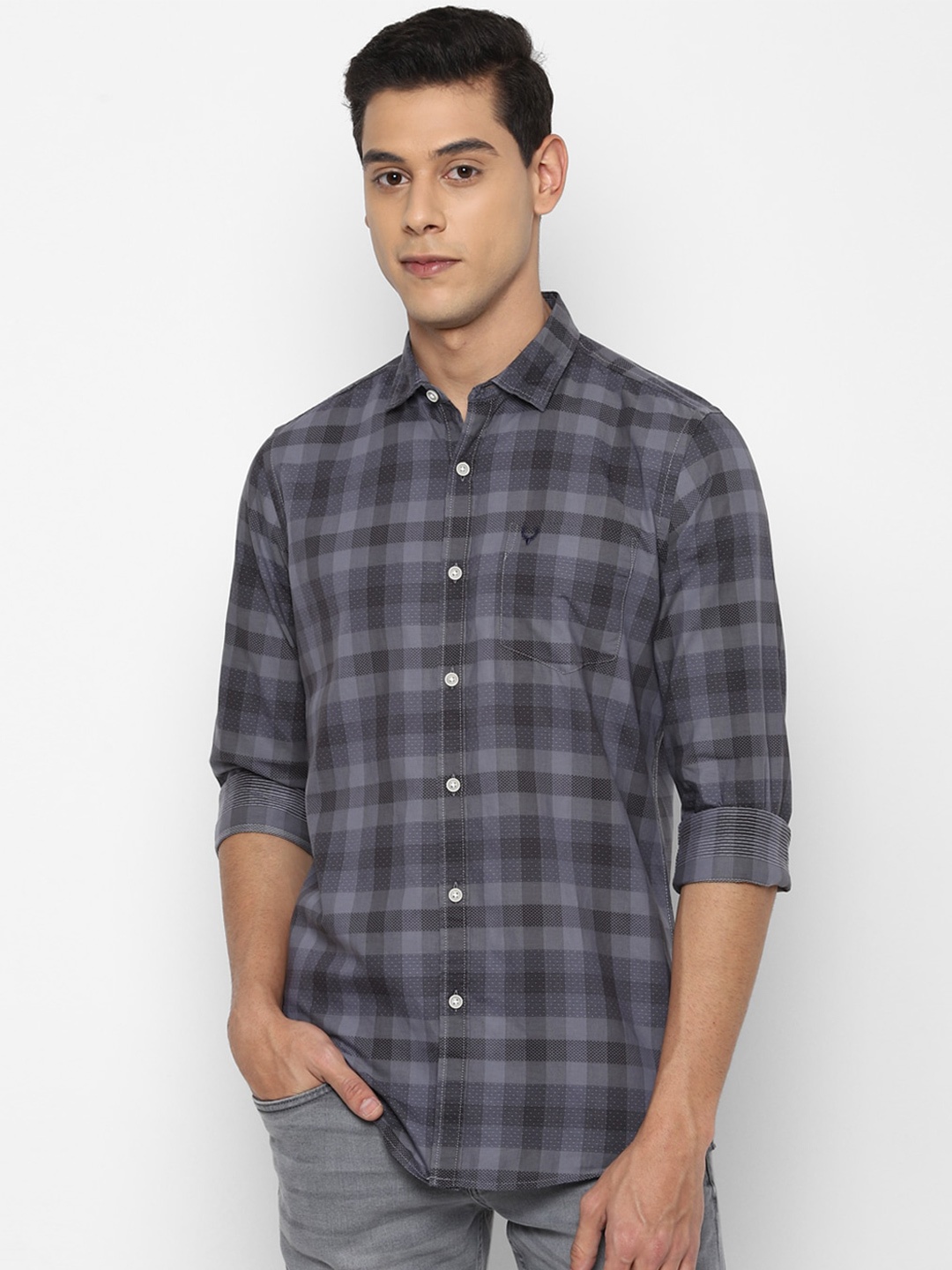 

Allen Solly Sport Men Grey Checked Casual Shirt
