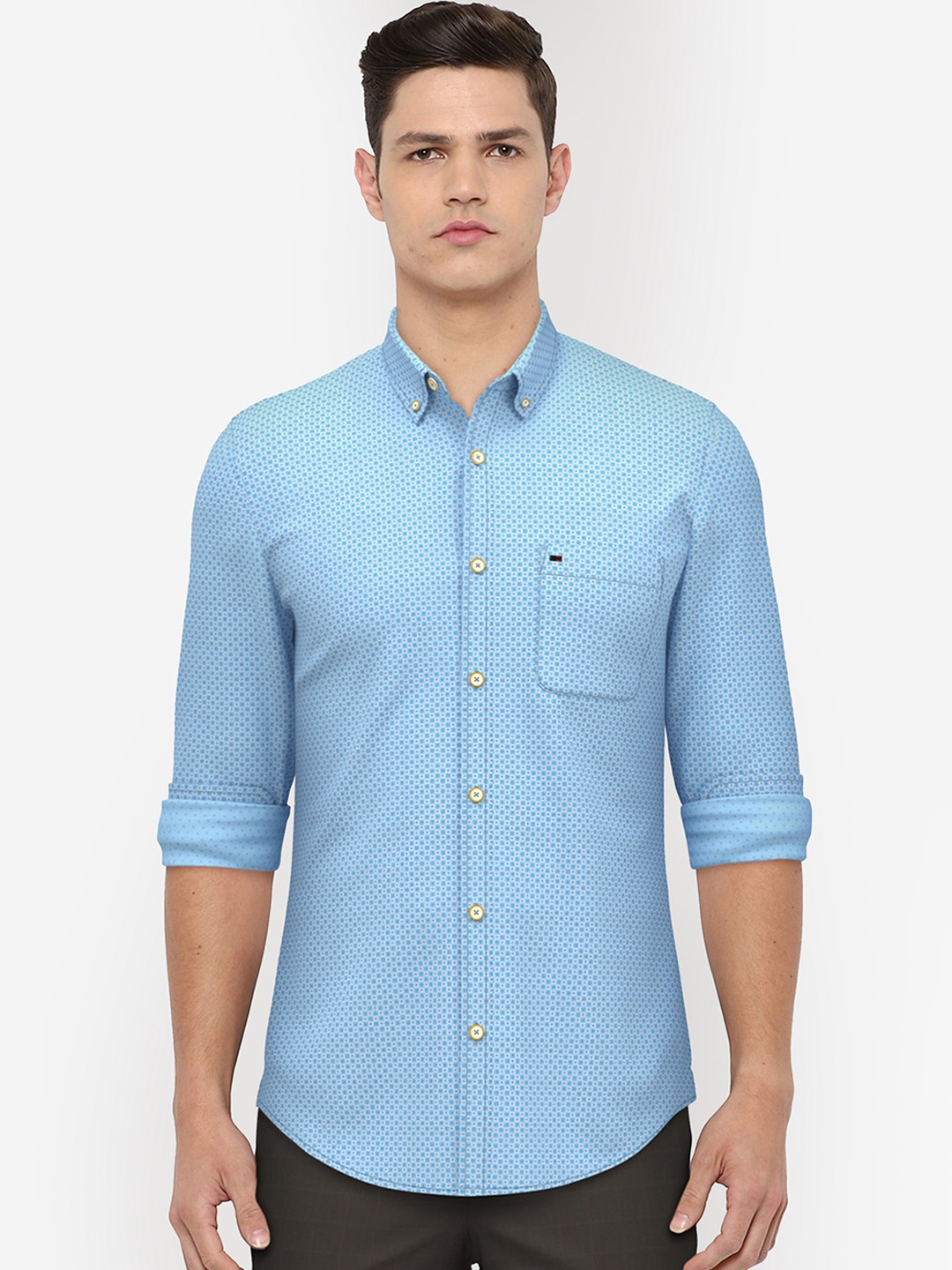 

Peter England Casuals Men Blue Slim Fit Printed Casual Shirt