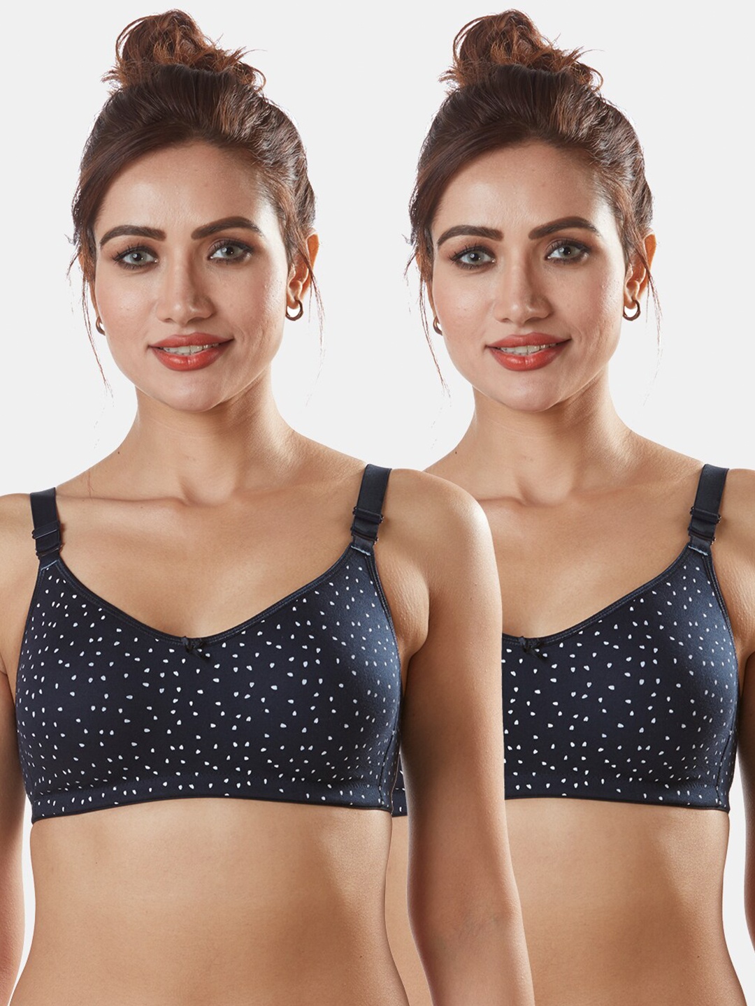 

Sonari Set of 2 Navy Blue & White Abstract Bra