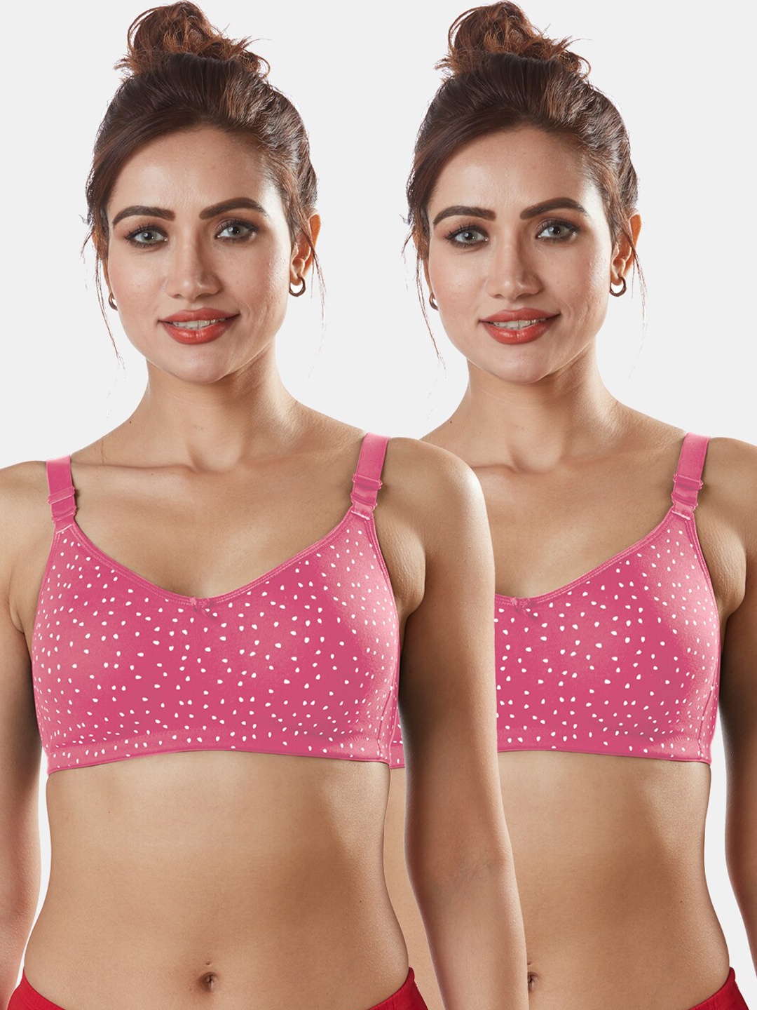 

Sonari Set of 2 Coral Red Abstract Bra