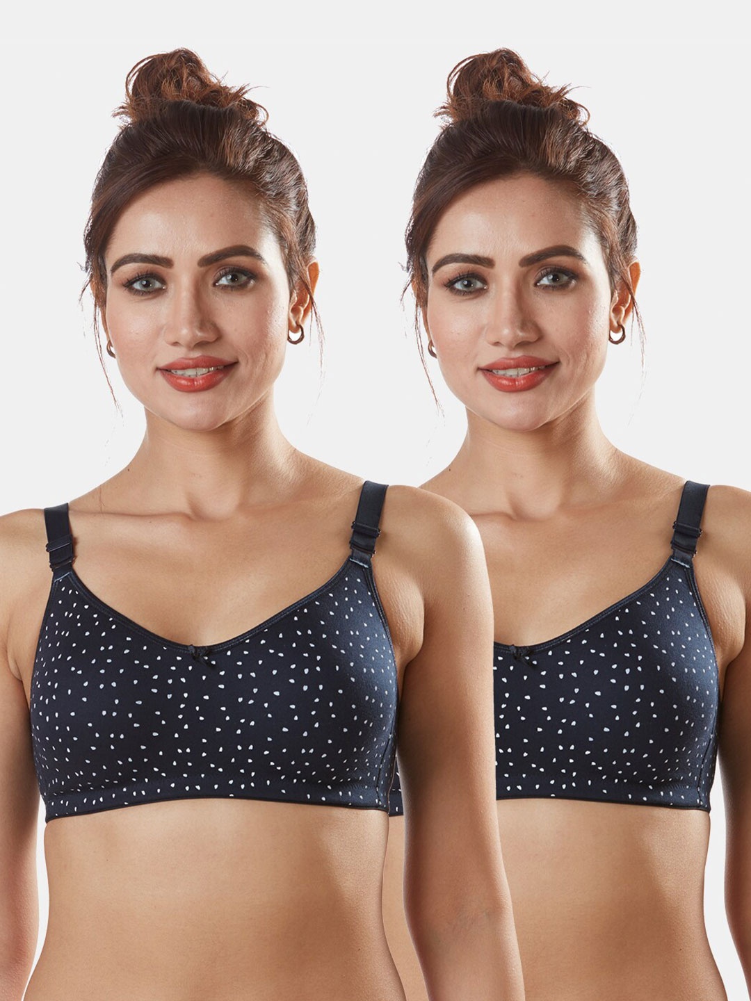 

Sonari Navy Blue Pack Of 2 Printed T-Shirt Bras