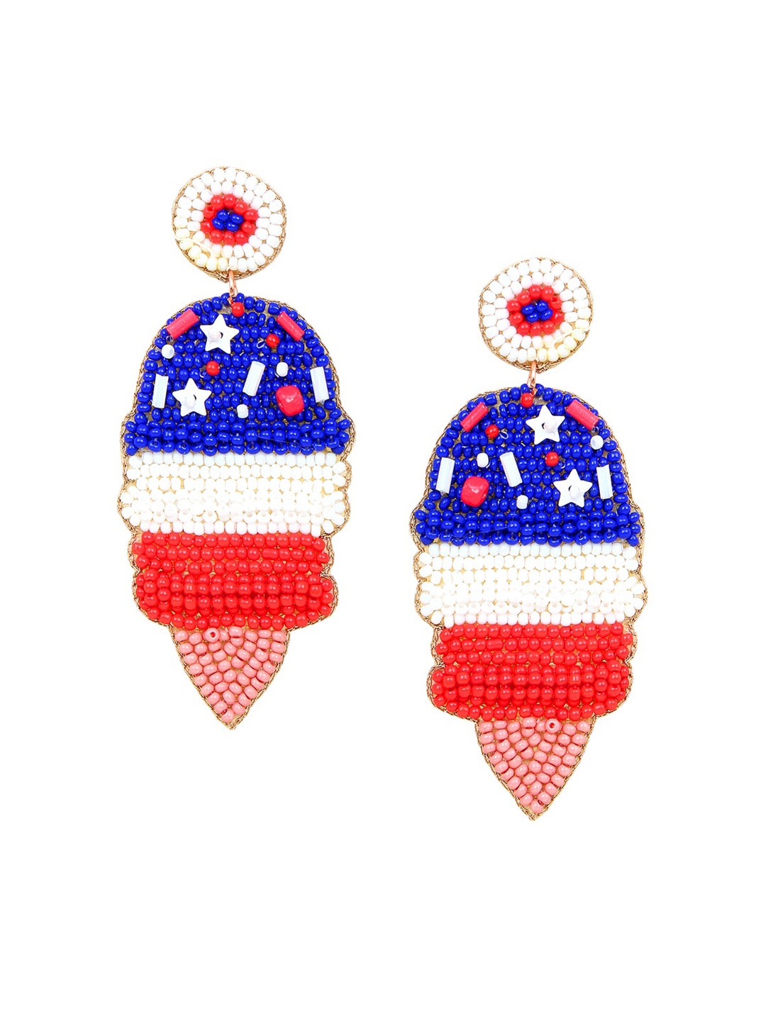 

Mali Fionna Blue & Red Beaded Quirky Drop Earrings