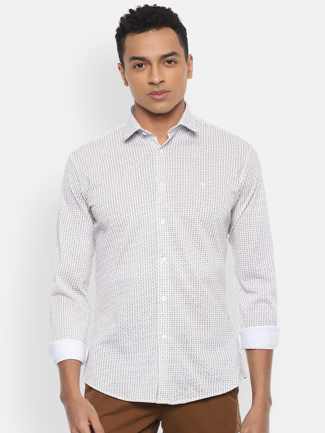 

Van Heusen Sport Men Grey Slim Fit Printed Pure Cotton Casual Shirt