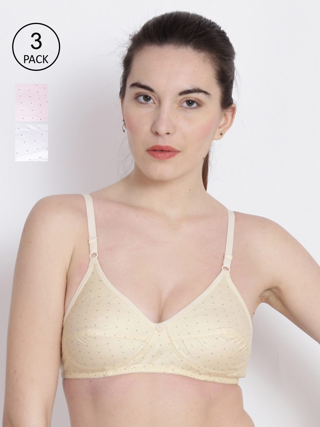 

ABELINO Pack of 3 Pink Abstract Printed Bras, White