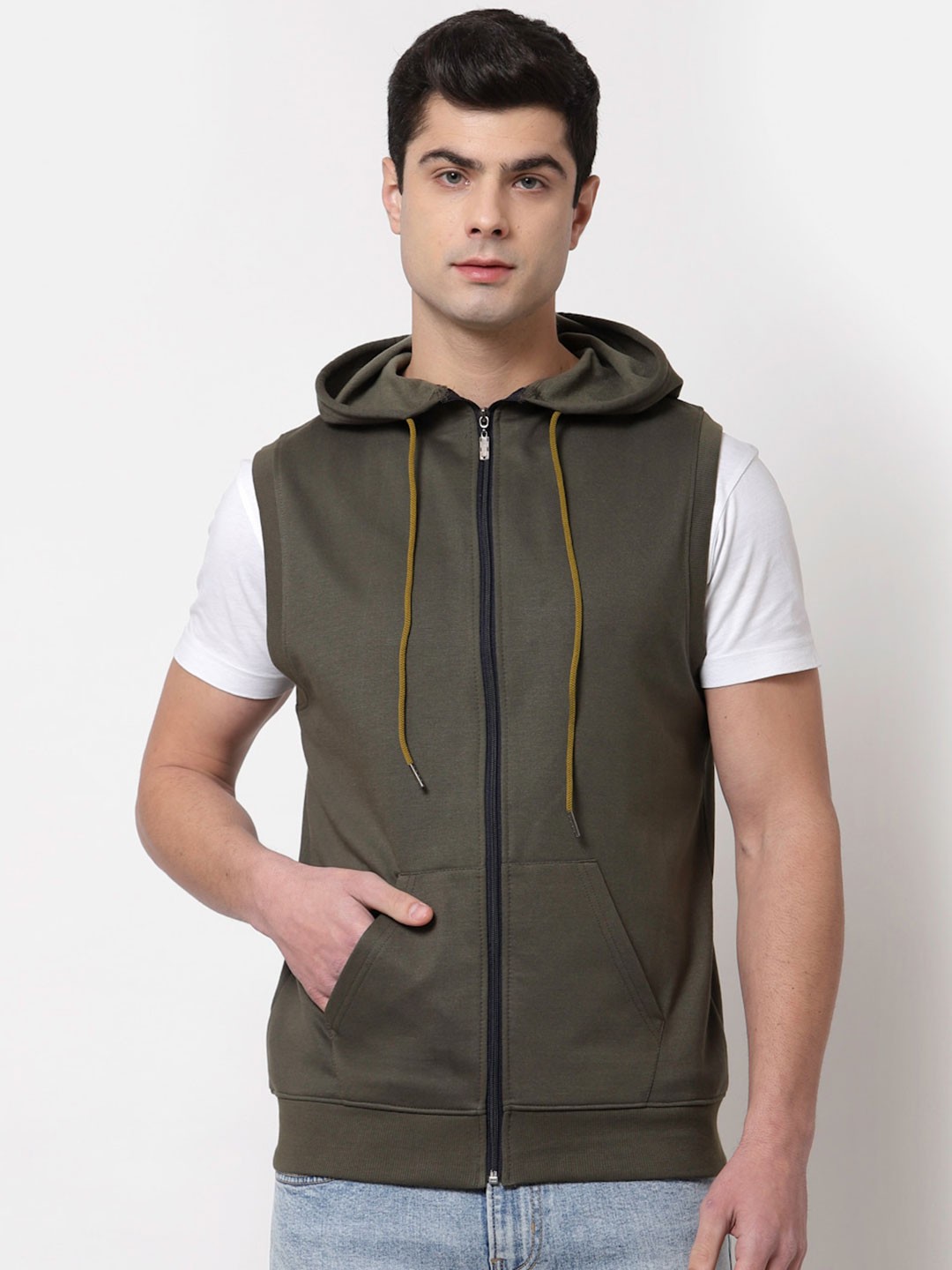 

Style Quotient Men Olive Green Hooded Sweatshirt