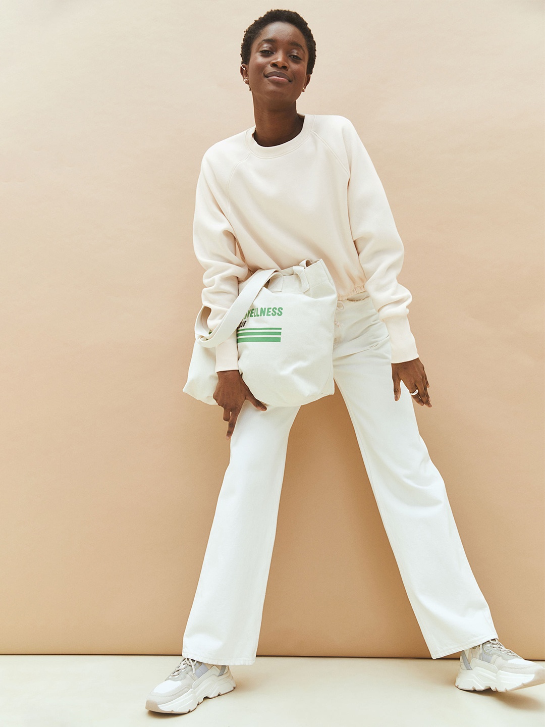 

H&M Women White Drawstring Sweatshirt