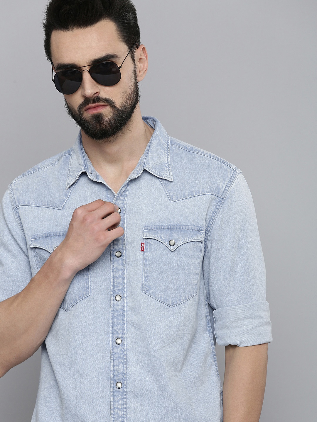 

Levis Men Blue Slim Fit Casual Shirt