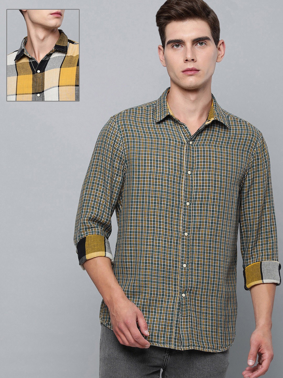 

Levis Men Multicoloured Slim Fit Checked Casual Reversible Shirt, Multi