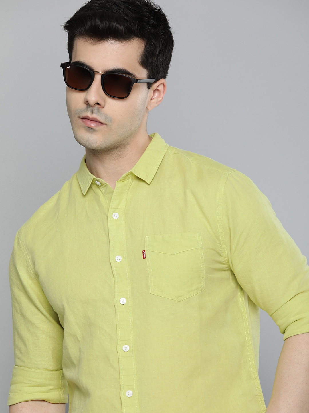 

Levis Men Slim Fit Casual Shirt, Lime green
