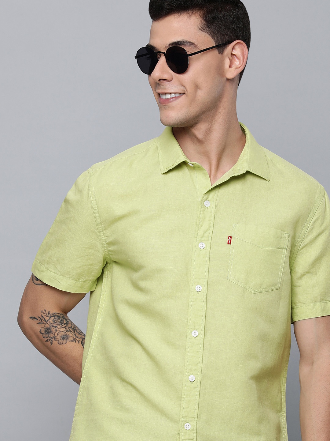 

Levis Men Green Slim Fit Casual Shirt