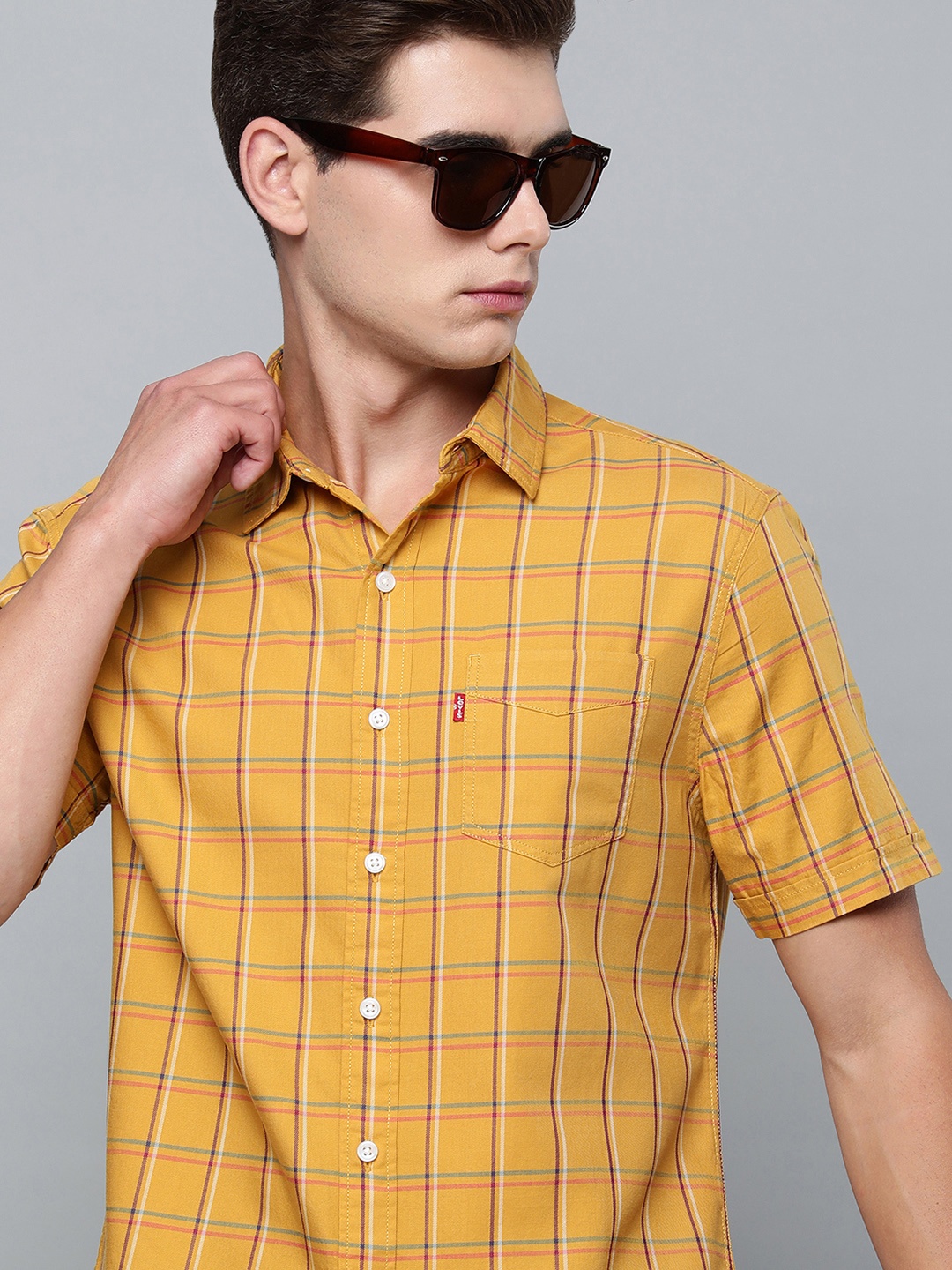 

Levis Men Yellow Slim Fit Checked Casual Shirt