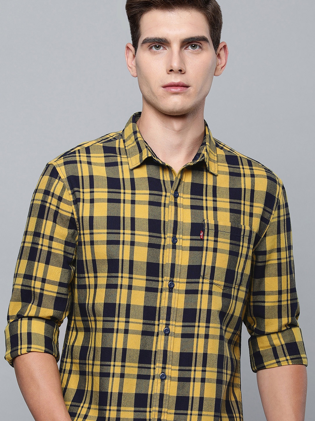 

Levis Men Yellow Slim Fit Tartan Checked Casual Shirt