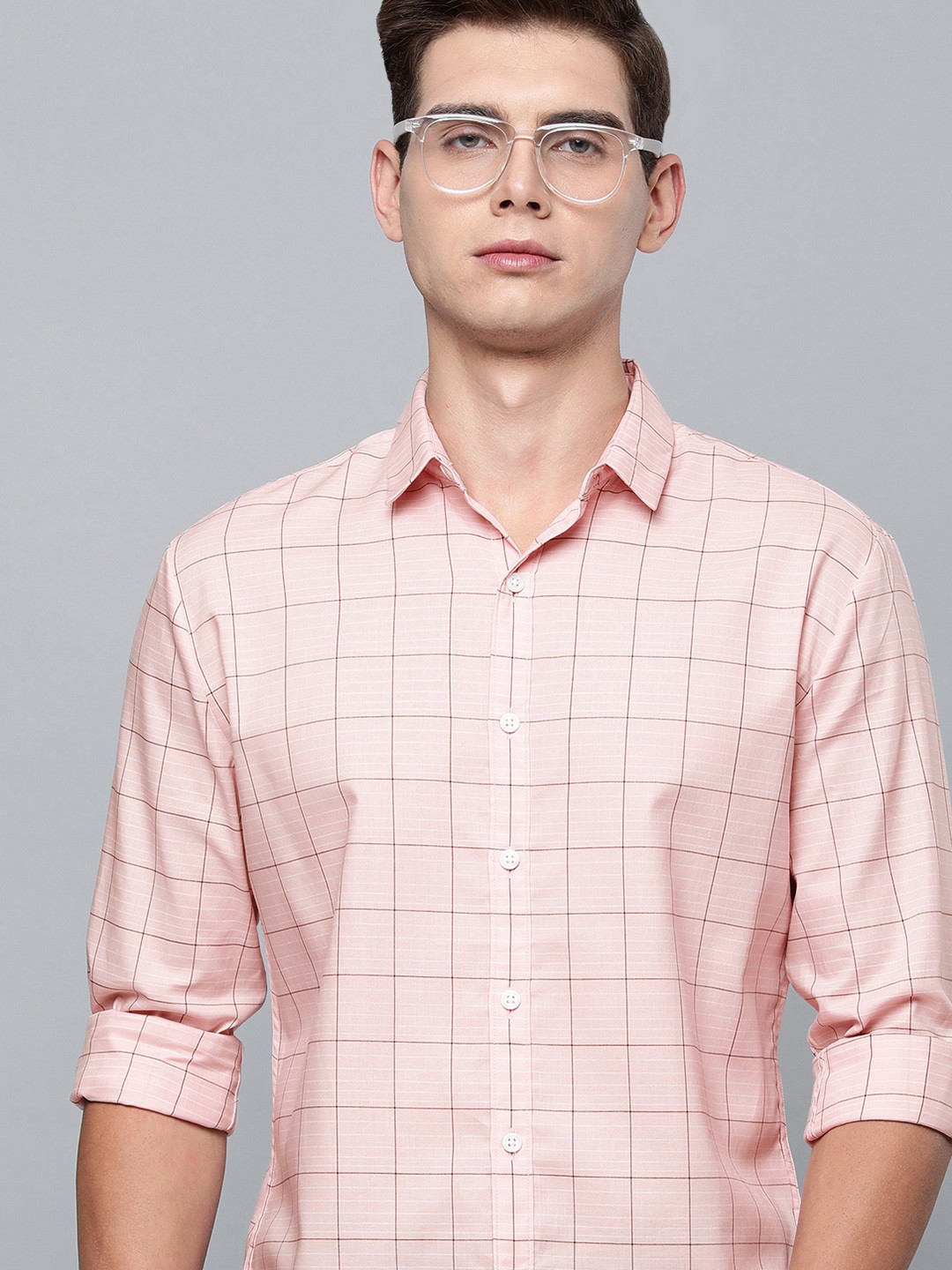 

Levis Men Pink Slim Fit Windowpane Checked Casual Shirt