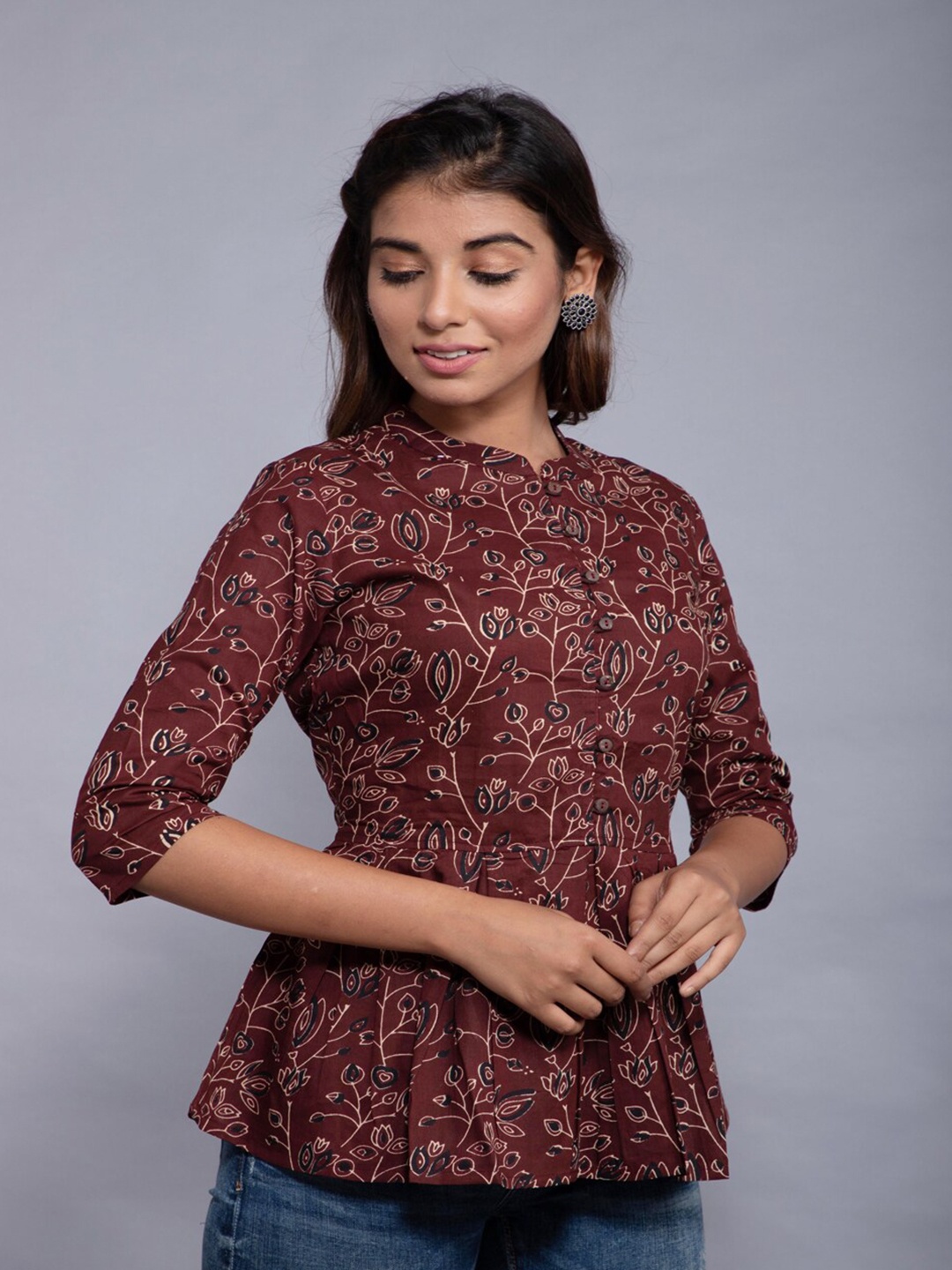 

KALINI Maroon Floral Print Kurti