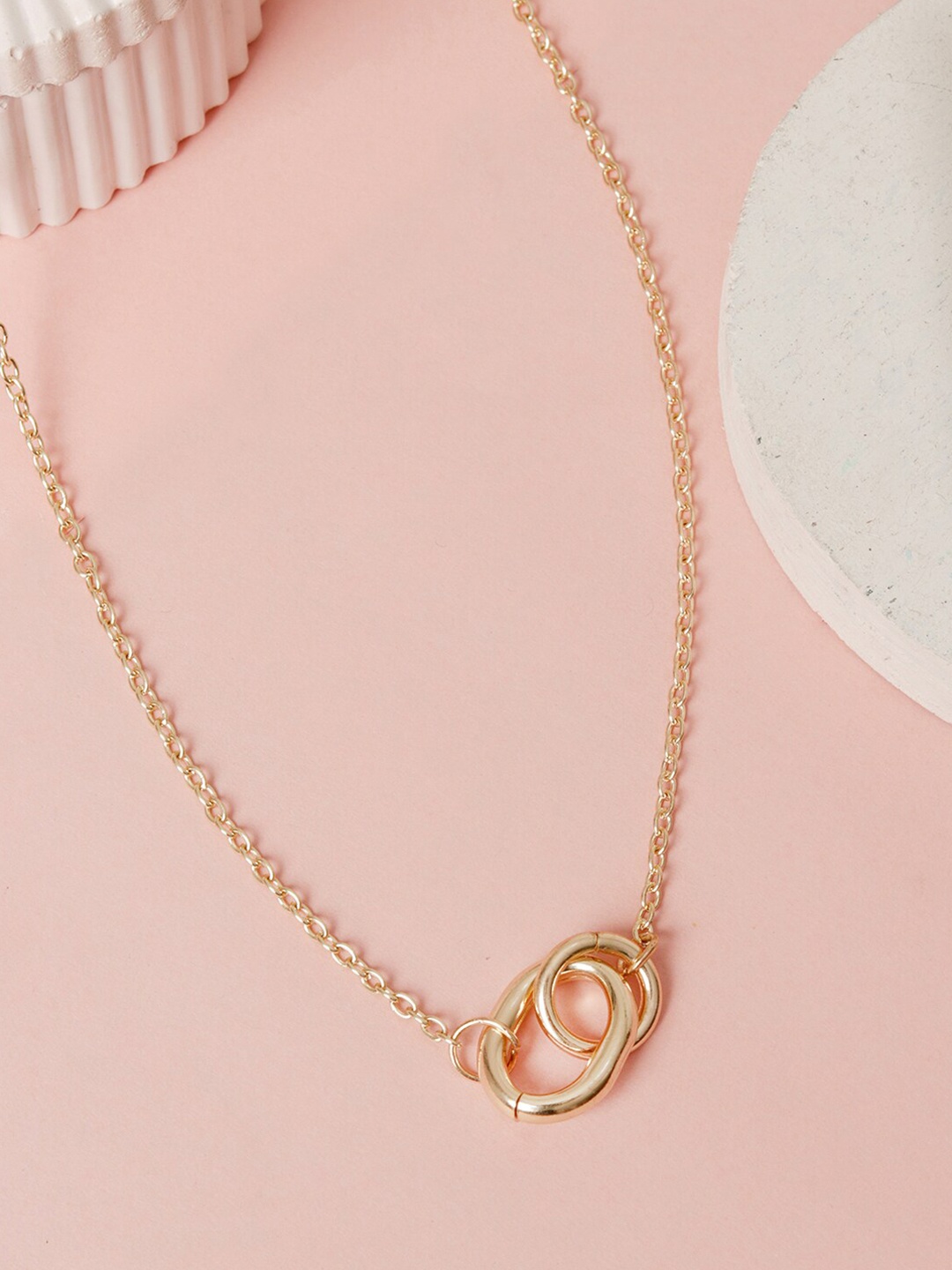 

ToniQ Women Gold-Plated Interlink Ring Necklace