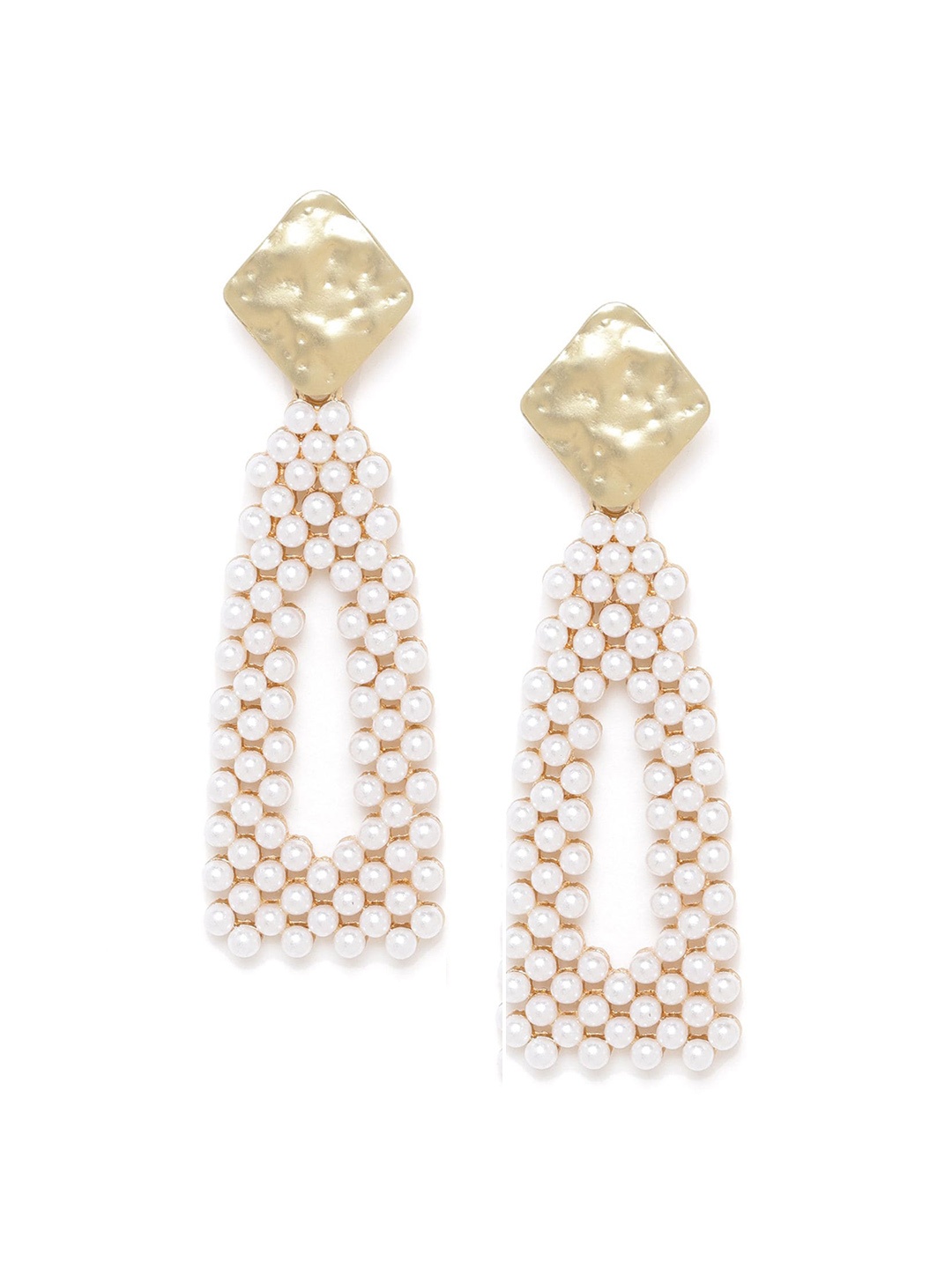 

20Dresses Gold-Toned & White Triangular Drop Earrings