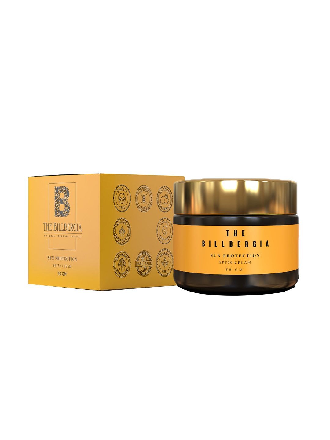 

THE BILLBERGIA Vegan Sun Protection SPF 50 Cream - 50 g, Yellow