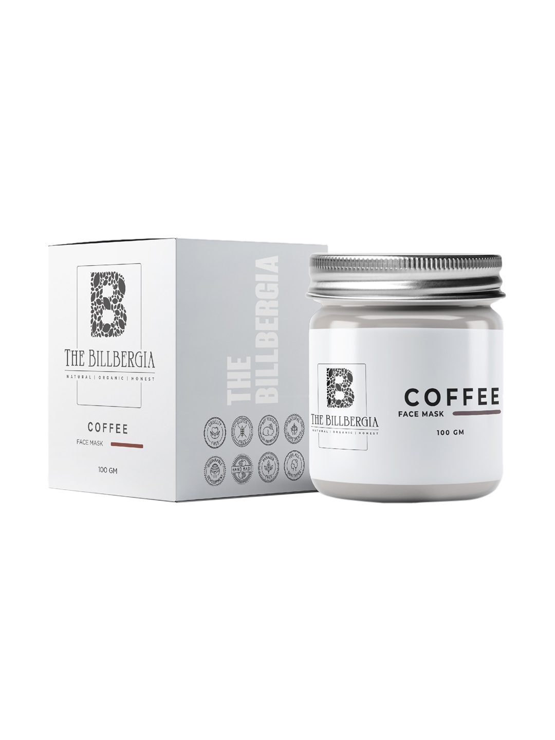 

THE BILLBERGIA Vegan Coffee Face Mask for Skin Revival & Smooth Skin - 100 g, Grey
