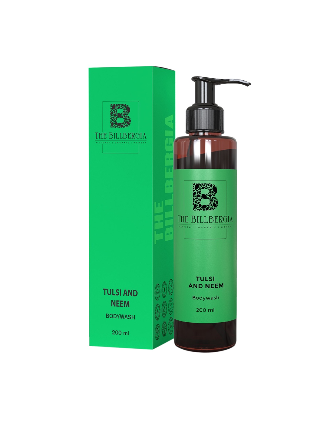 

THE BILLBERGIA Vegan Tulsi & Neem Body Wash for Effective Cleaning - 200 ml, Green