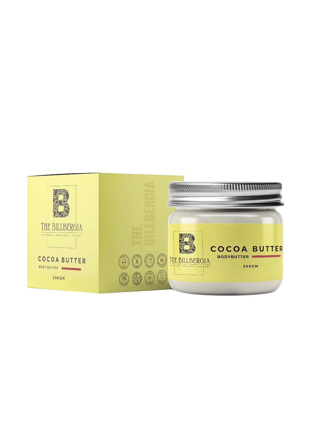 

THE BILLBERGIA Vegan Cocoa Body Butter for Skin Glow & Healing - 200 g, Yellow