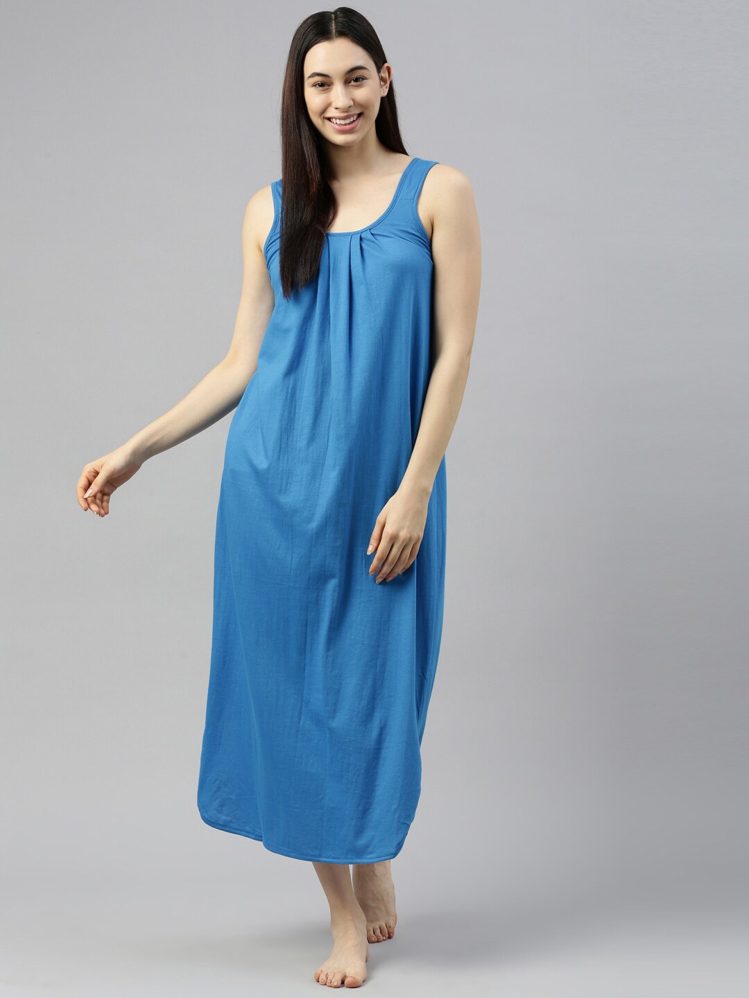 

GOLDSTROMS Turquoise Blue Solid Maxi Nightdress