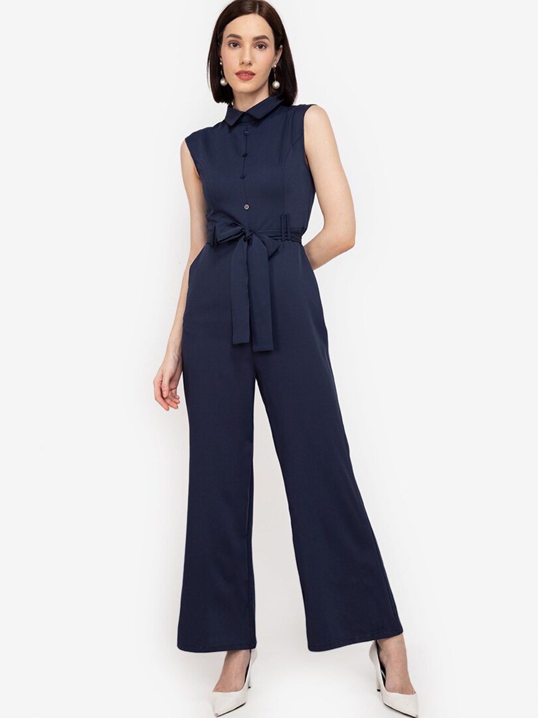 

ZALORA WORK Navy Blue Basic Jumpsuit