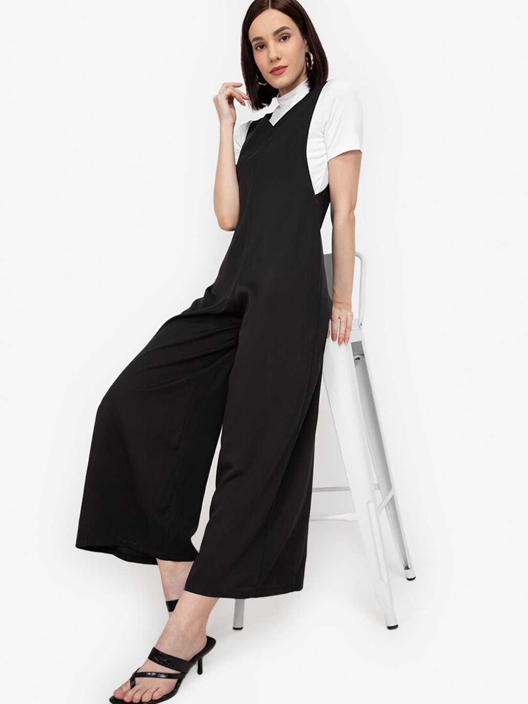 

ZALORA WORK Black Basic Jumpsuit with Layered