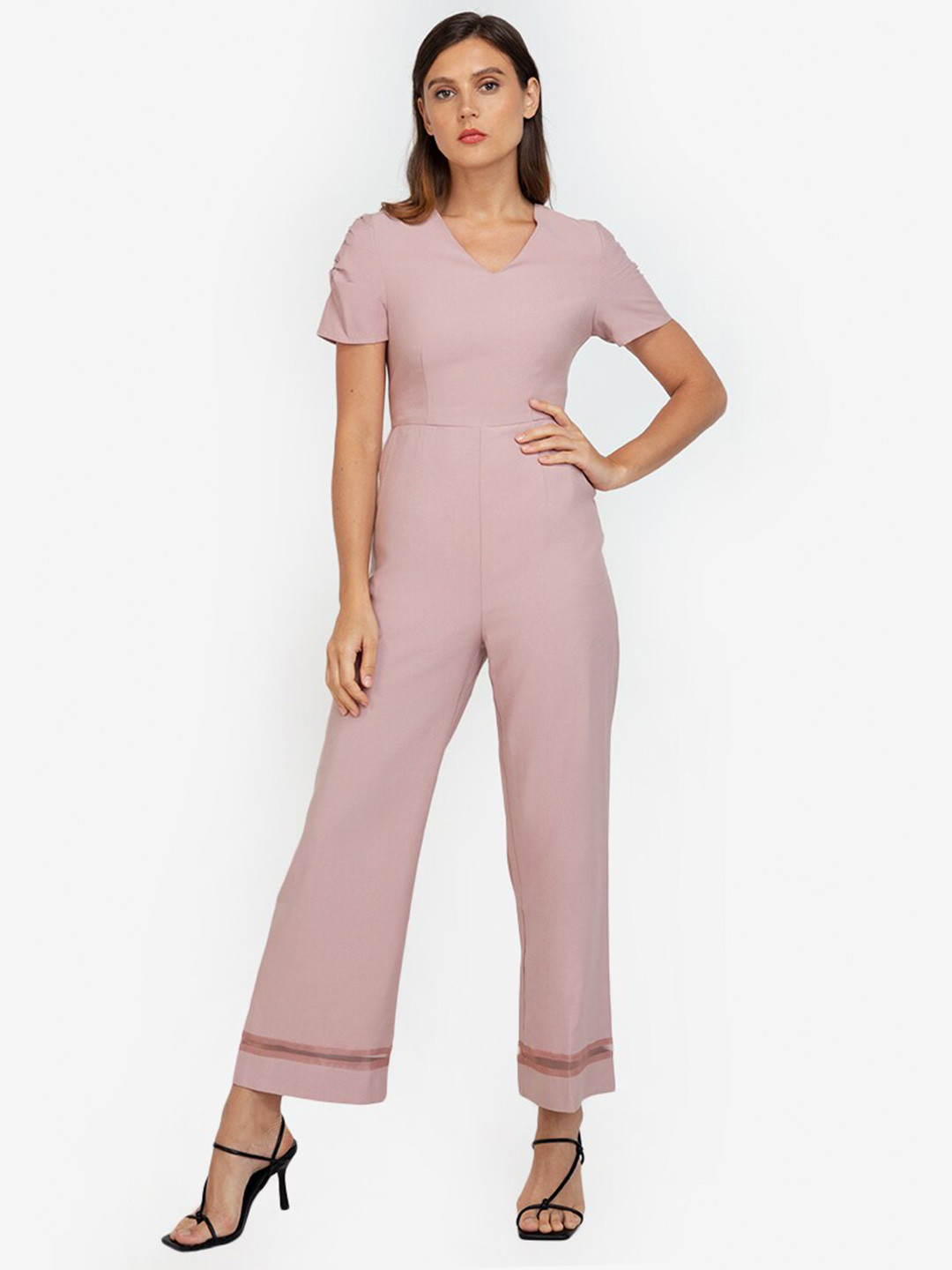 

ZALORA WORK Women Pink Solid Basic Jumpsuit