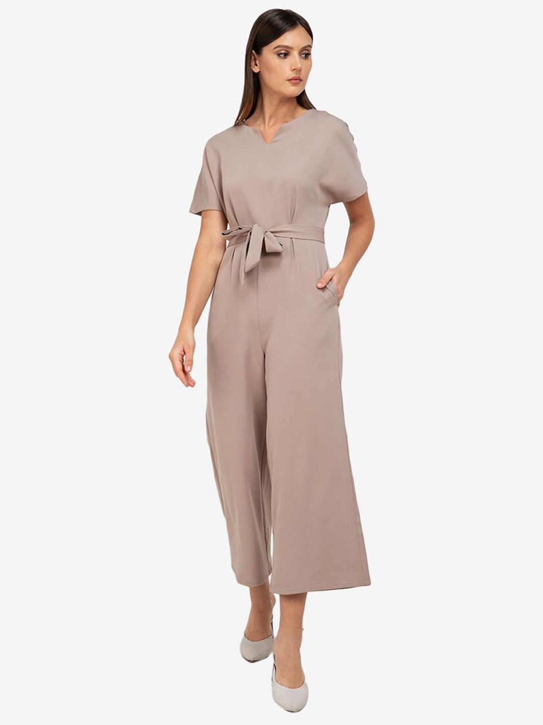 

ZALORA WORK Women Brown Solid Culotte Jumpsuit