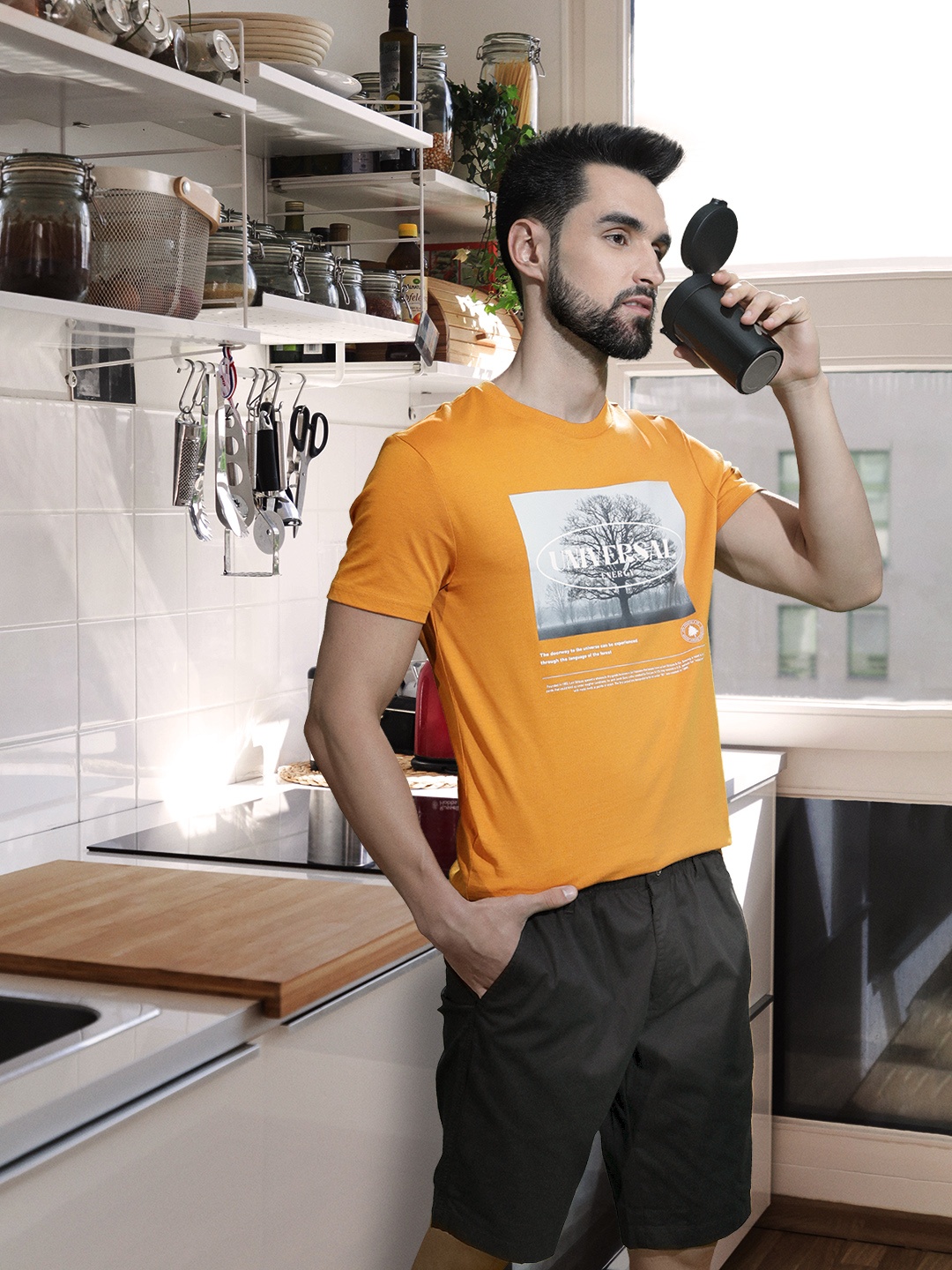 

Levis Men Orange & Black Graphic Printed Pure Cotton T-shirt