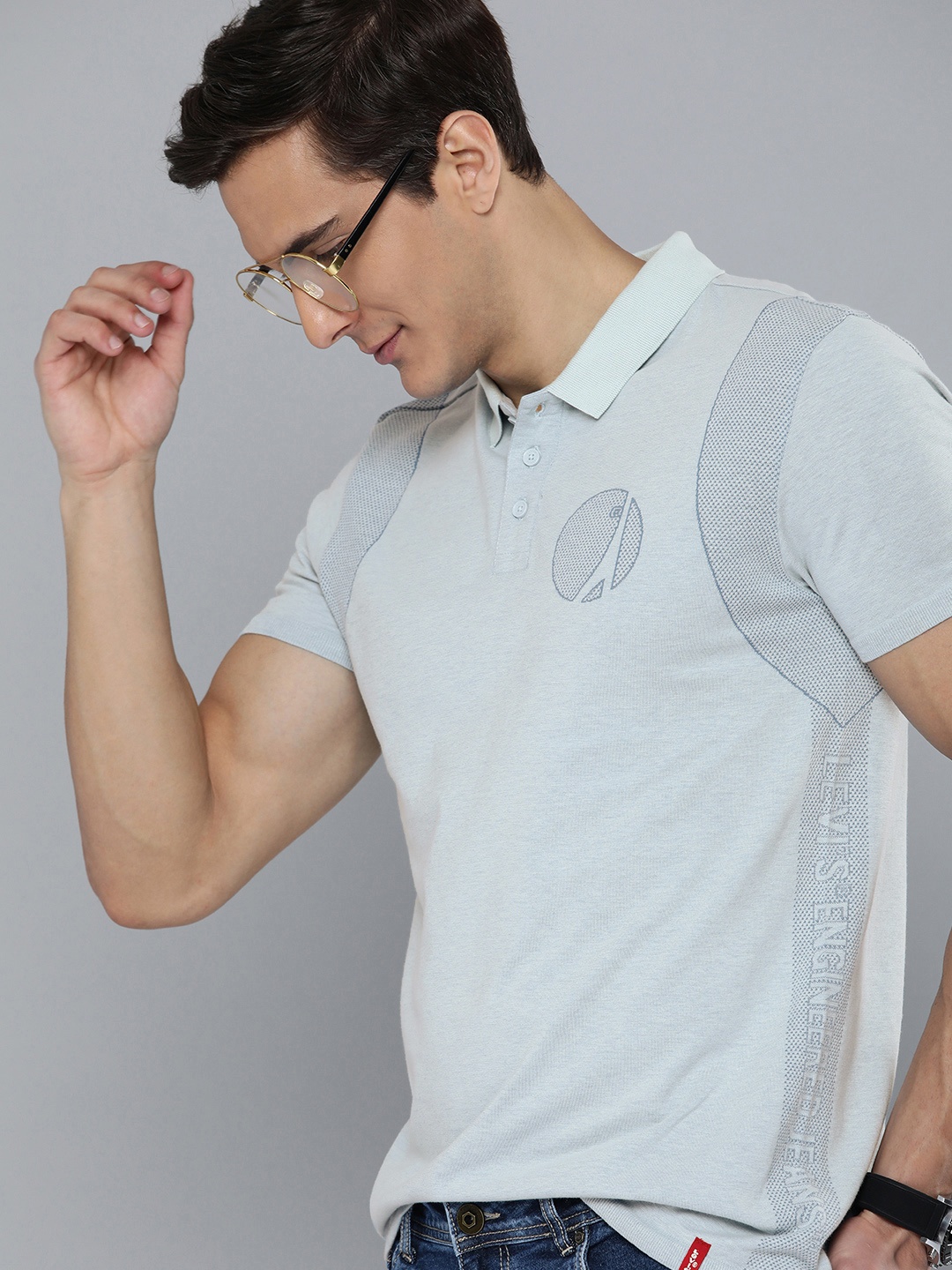

Levis Men Blue Printed Polo Collar Casual T-shirt