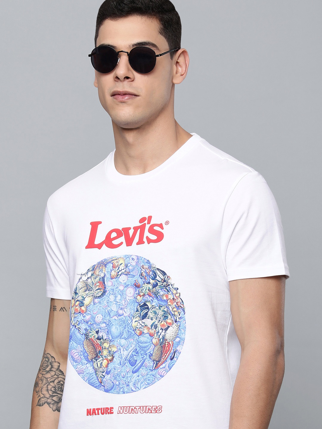 

Levis Men White & Red Printed Pure Cotton T-shirt