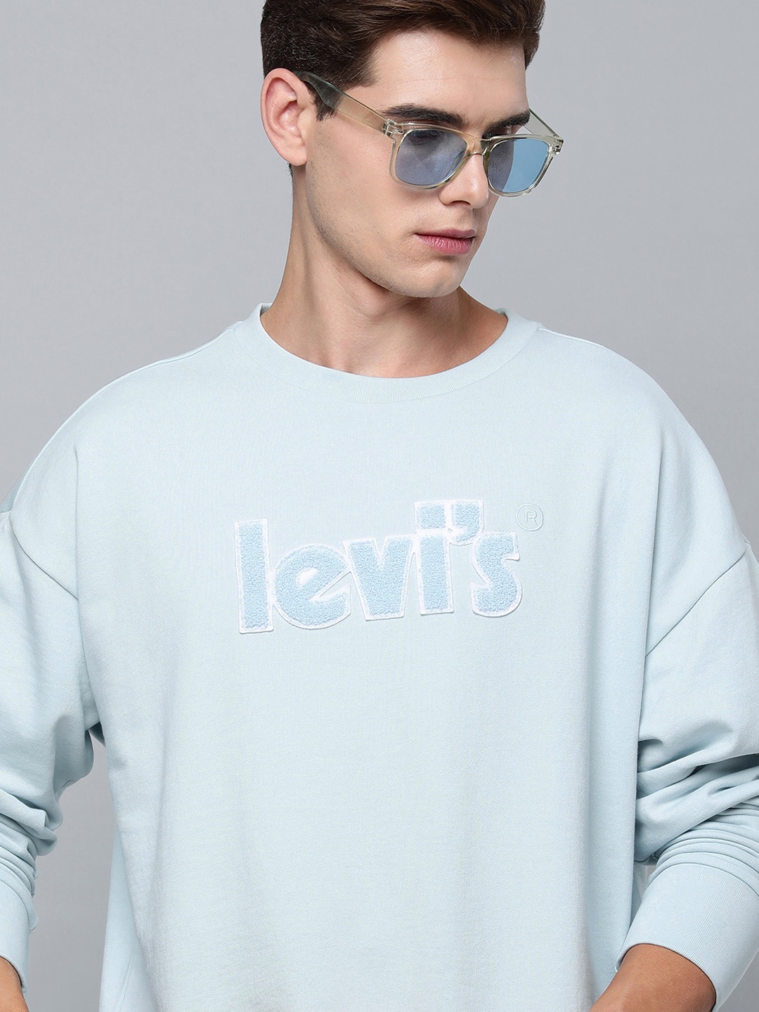 

Levis Men Sky Blue Typography Printed Full Sleeved Casual Sweatshirt