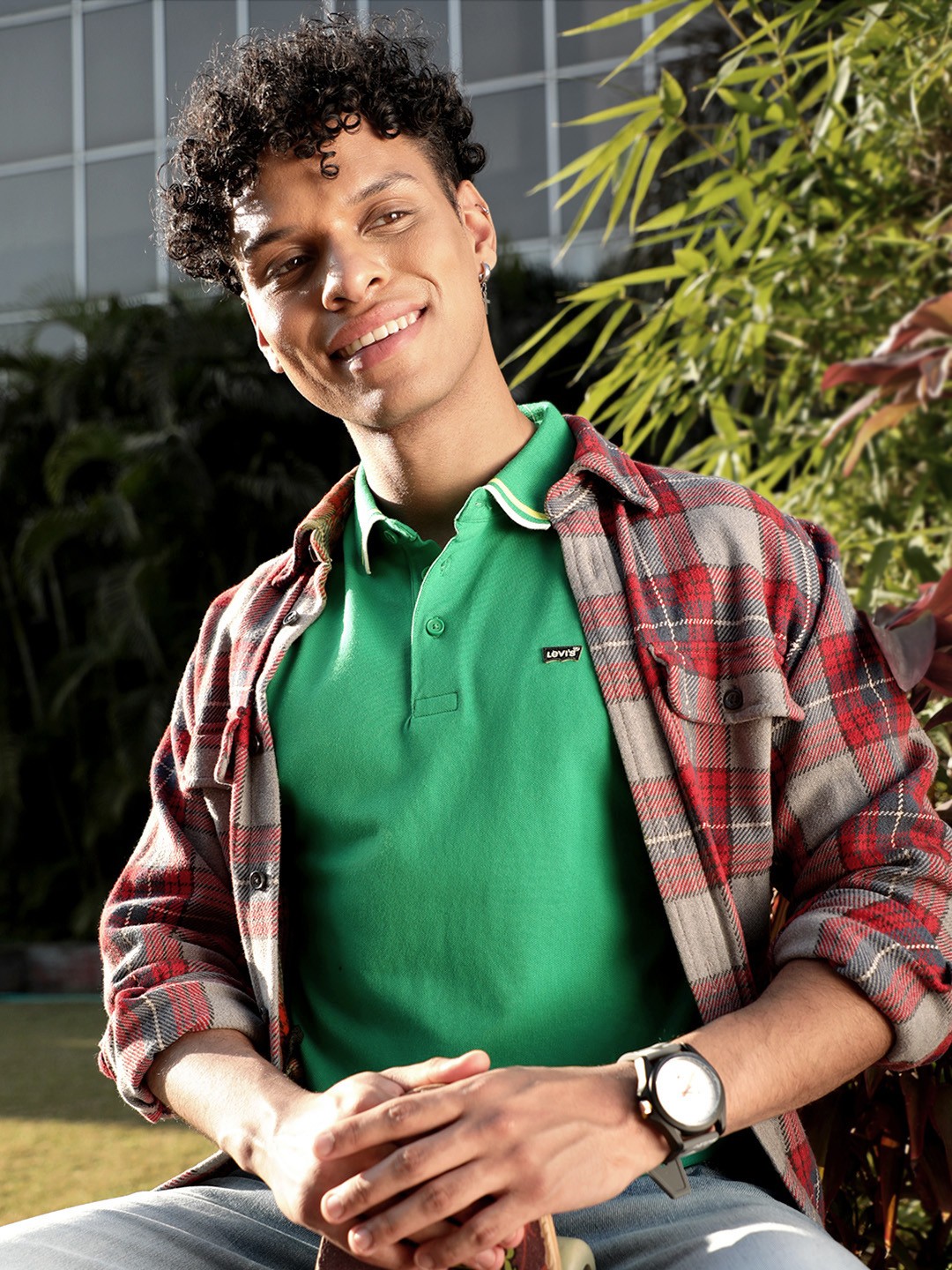 

Levis Men Green Solid Polo Collar Casual T-shirt