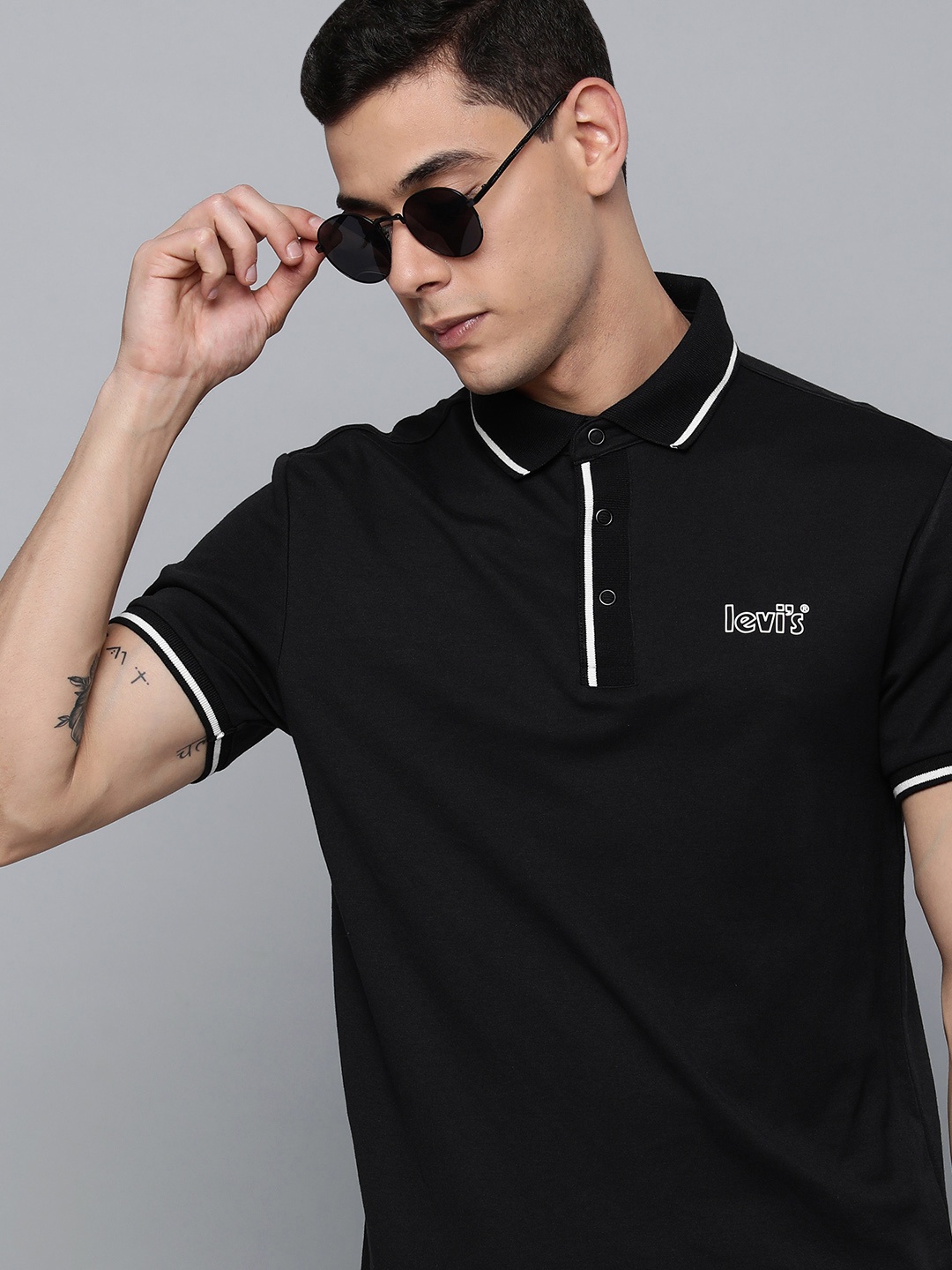 

Levis Men Black Polo Collar T-shirt