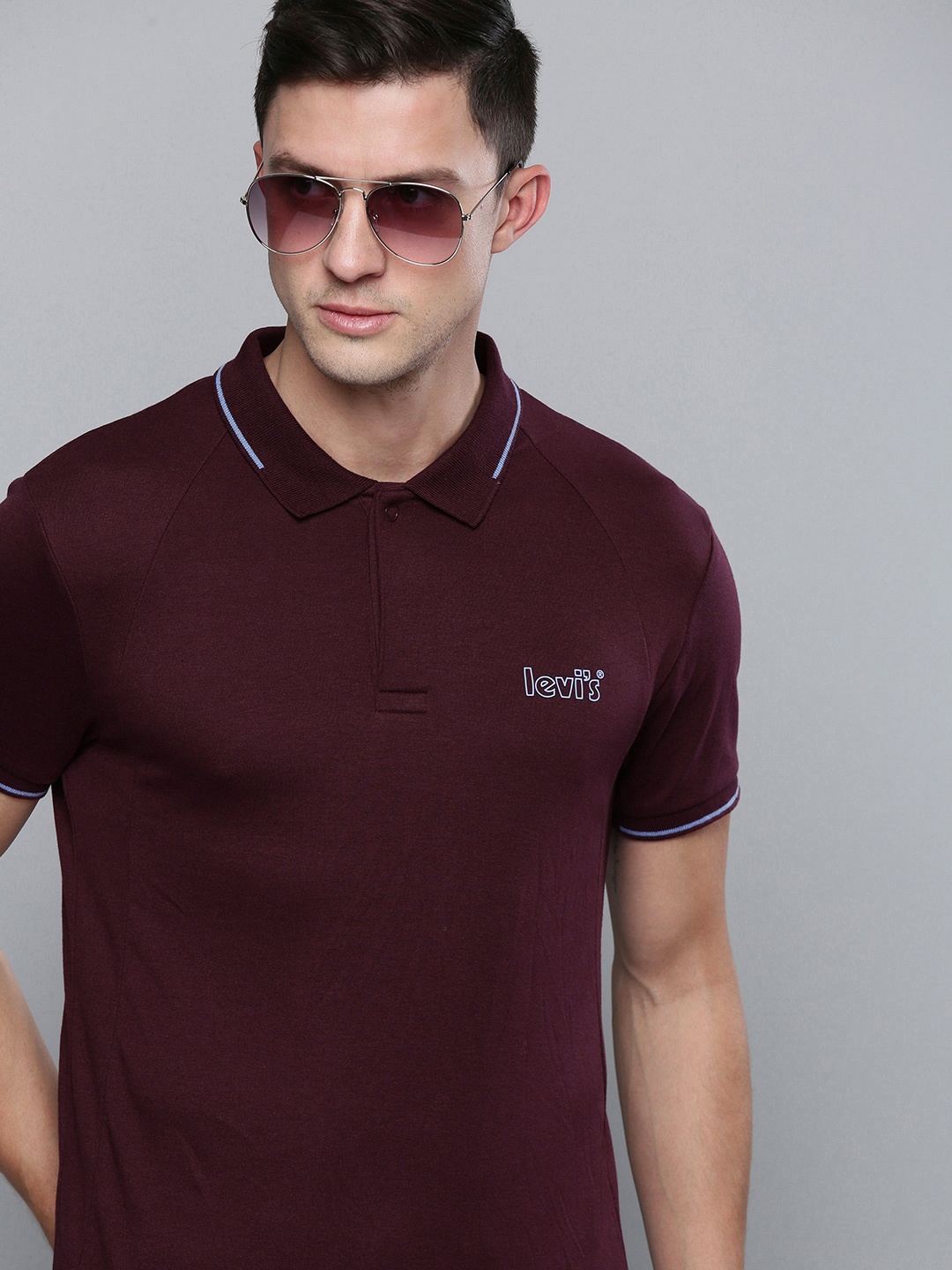 

Levis Men Maroon Brand Logo Printed Polo Collar T-shirt