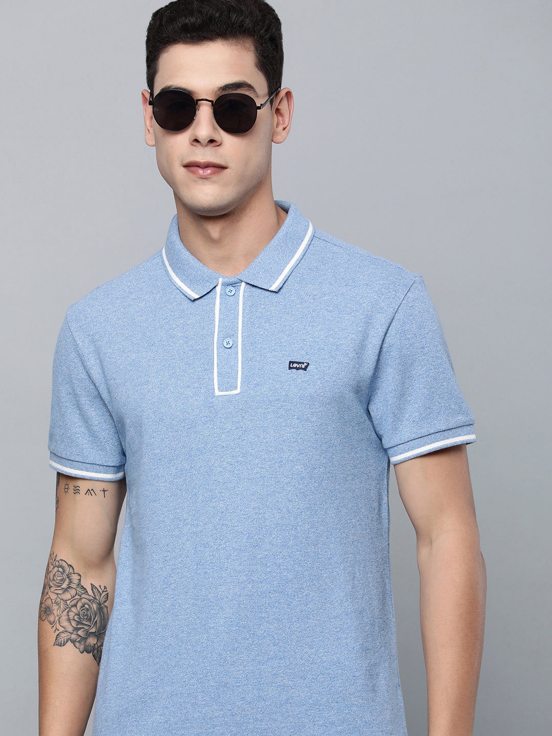 

Levis Men Blue Polo Collar Pure Cotton T-shirt