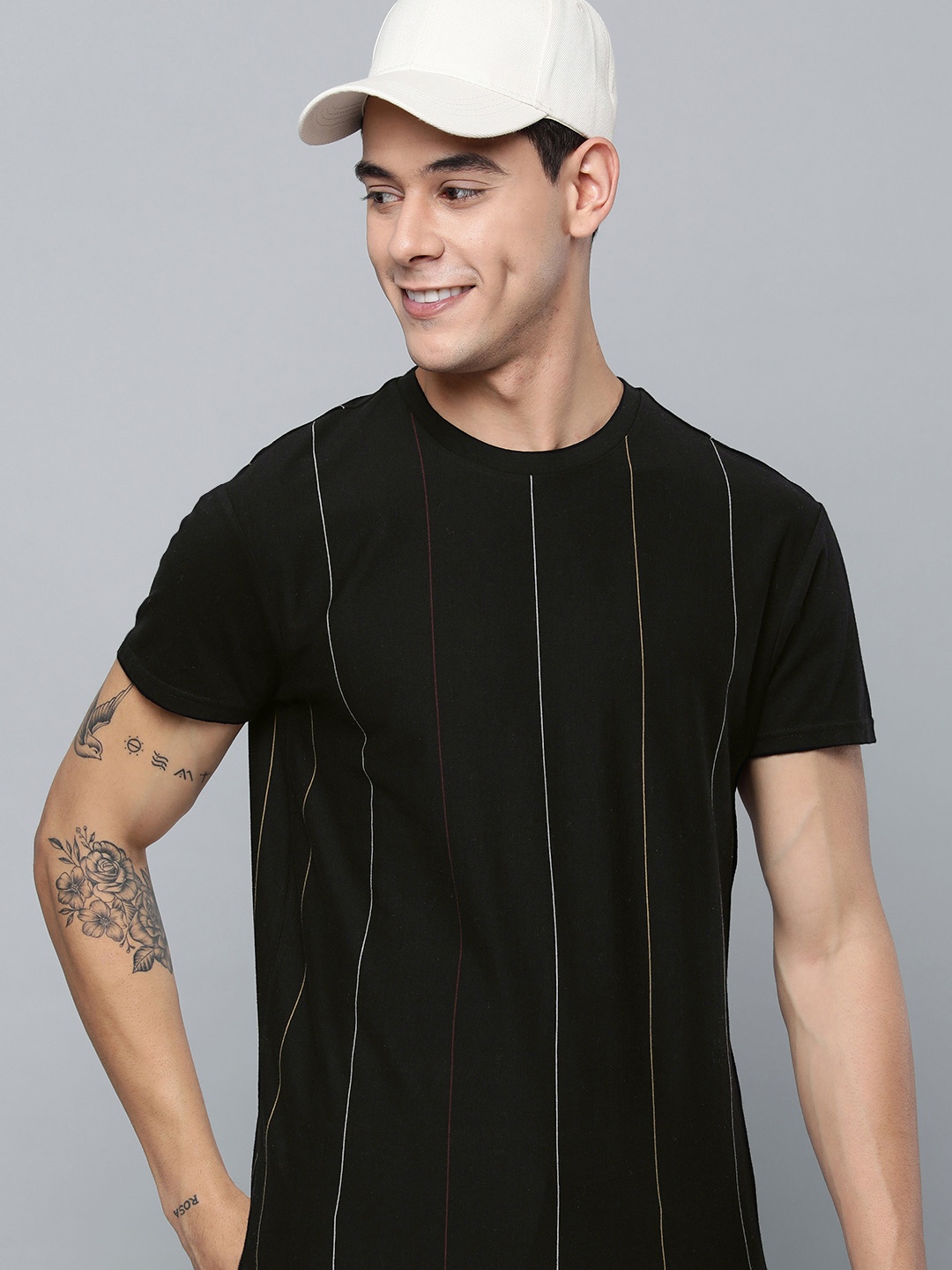 

Levis Men Black Striped Pure Cotton T-shirt