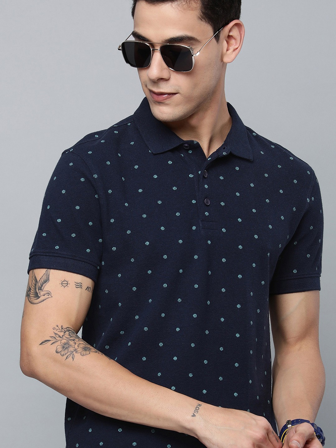 

Levis Men Navy Blue Printed Polo Collar Pure Cotton T-shirt