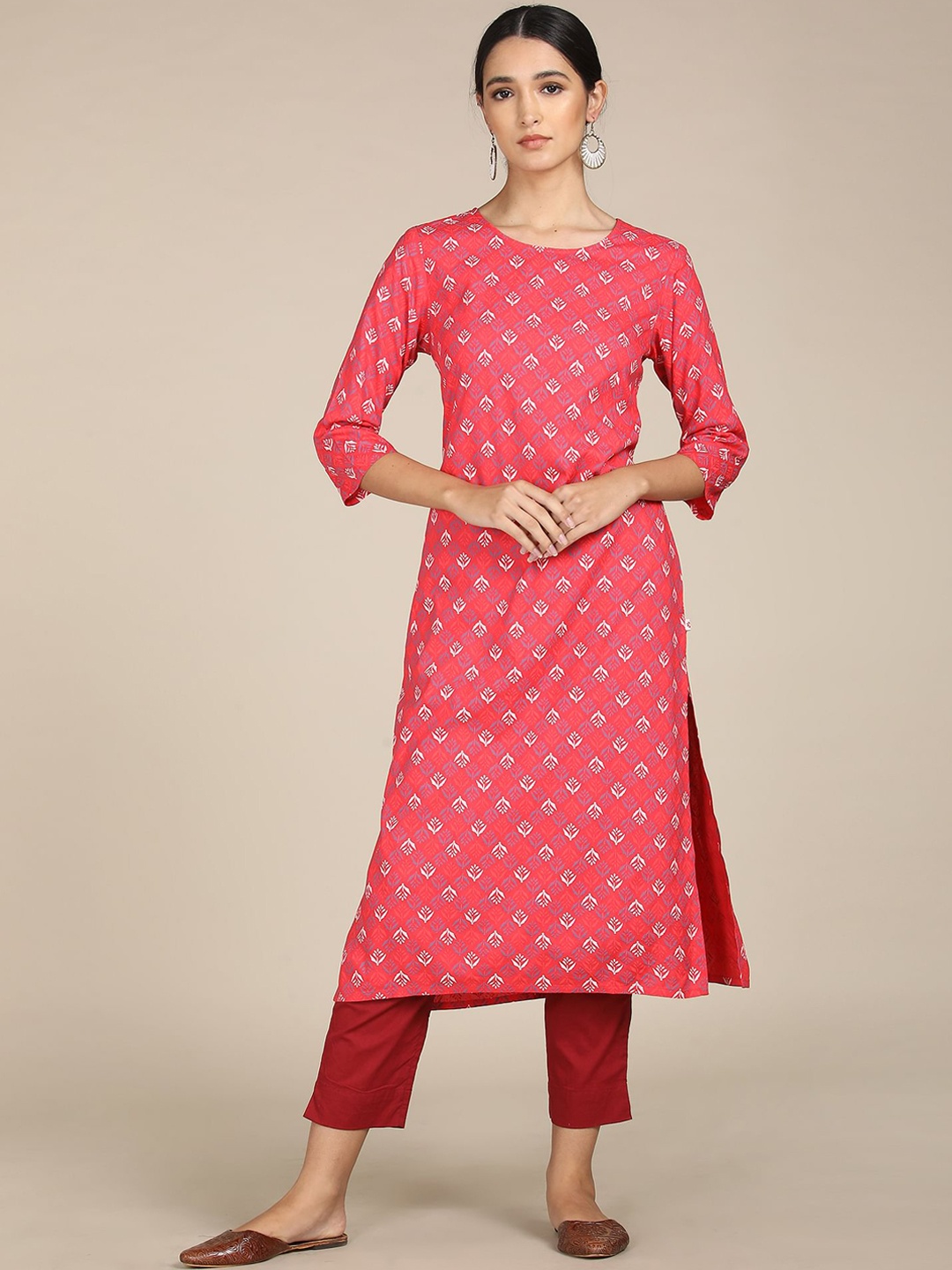 

Karigari Women Pink Ethnic Motifs Printed Kurta