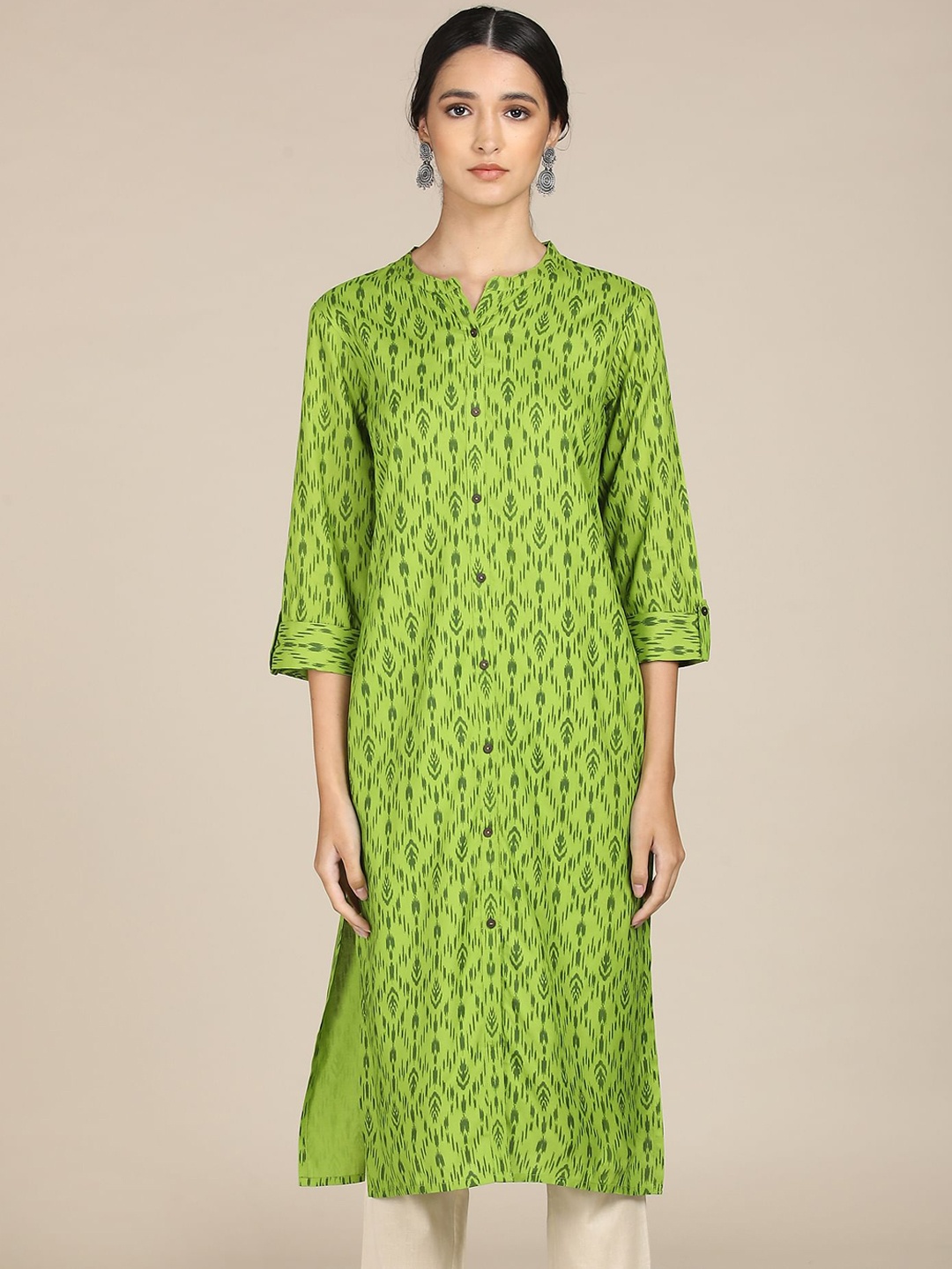 

Karigari Women Green Ethnic Motifs Printed Kurta