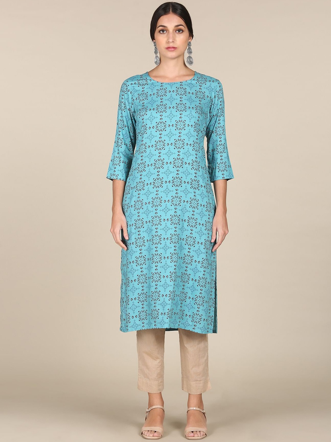 

Karigari Women Blue Ethnic Motifs Printed Kurta