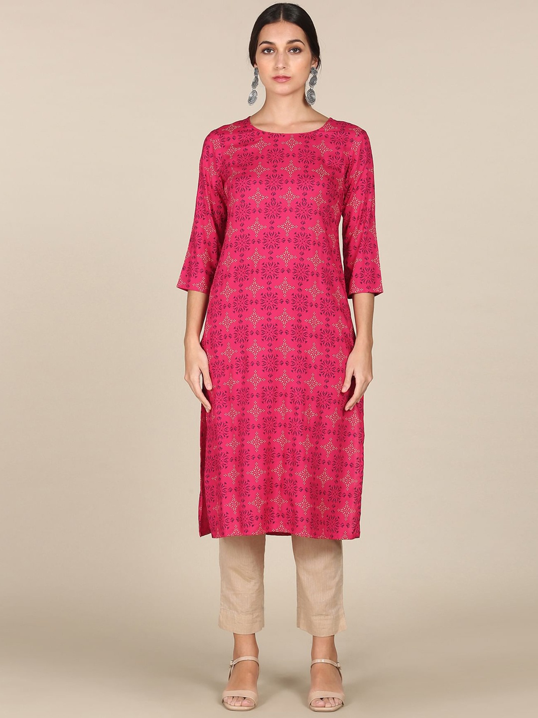 

Karigari Women Pink Ethnic Motifs Printed Kurta