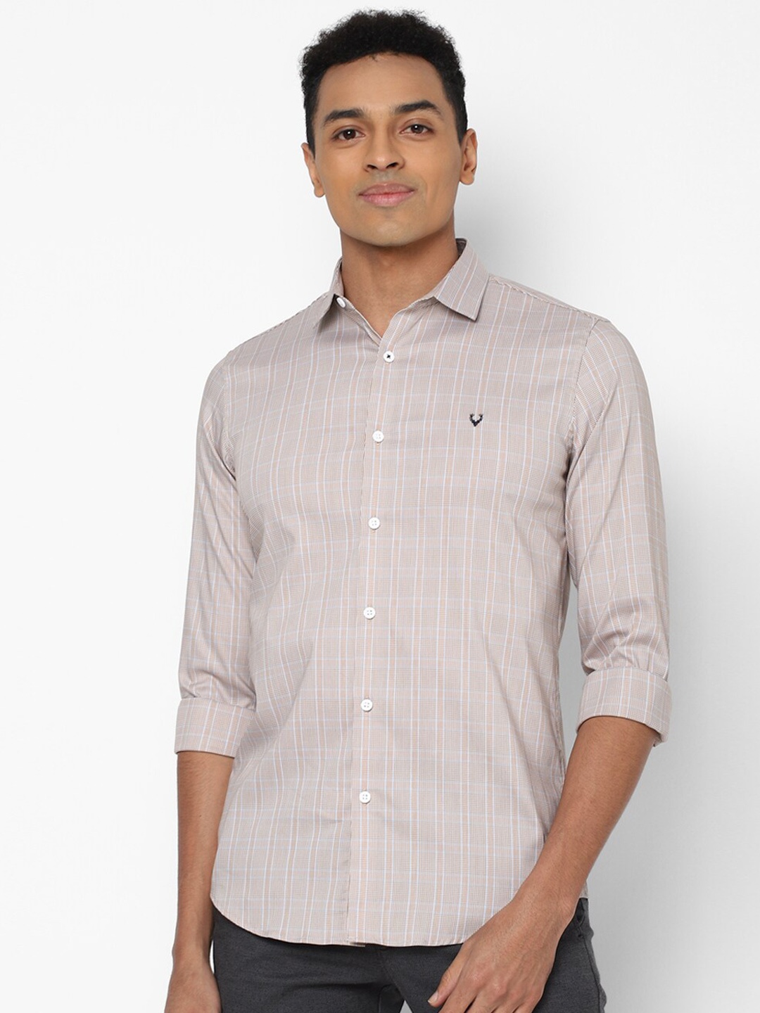 

Allen Solly Men Grey Slim Fit Striped Casual Shirt
