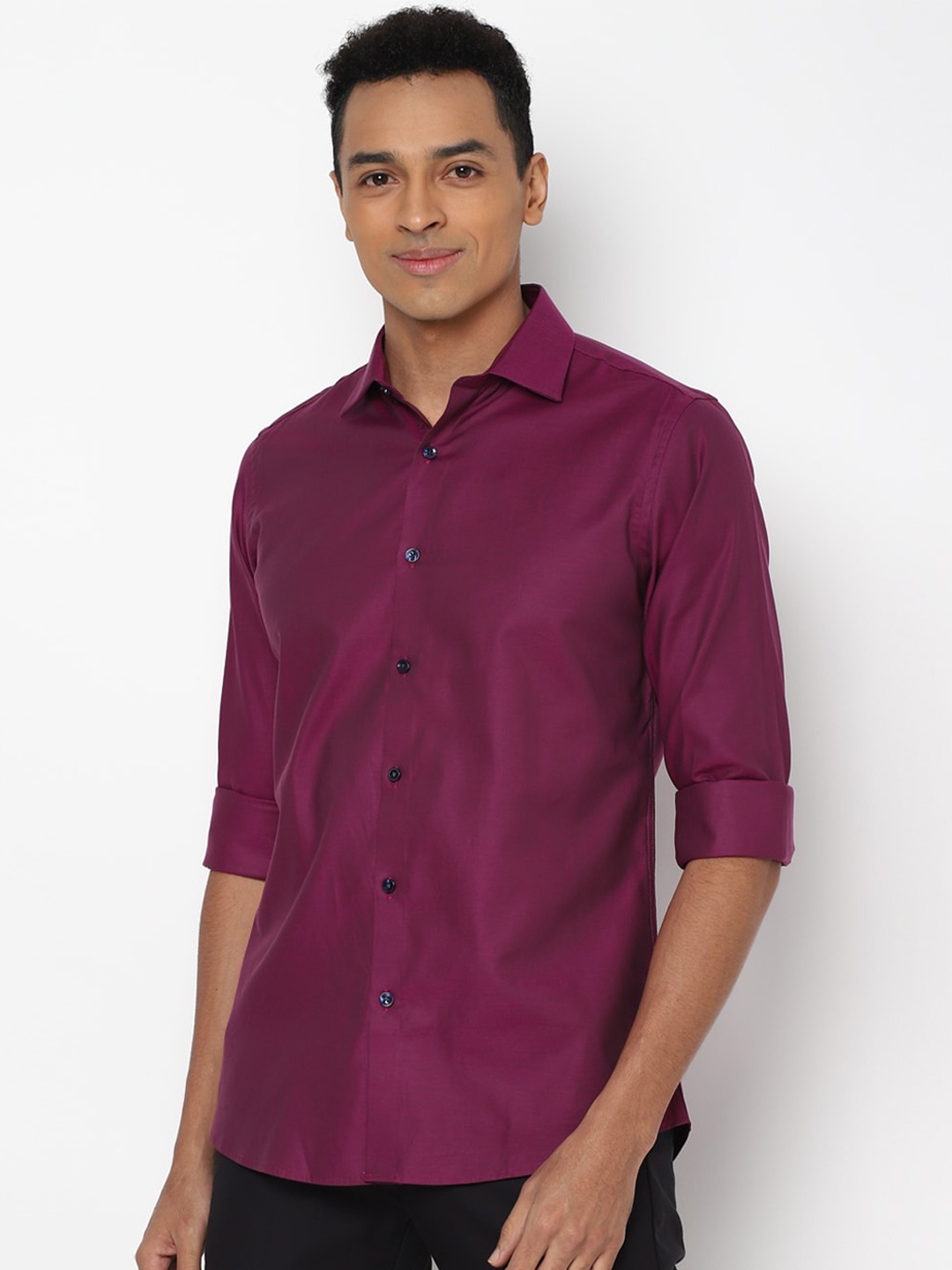 

Allen Solly Men Purple Slim Fit Pure Cotton Casual Shirt